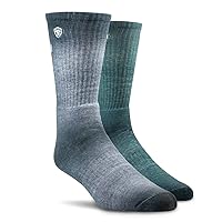 ARIAT Graphic Crew Socks, 2 Pairs Incognito Grey/Green MEDIUM