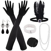 FEPITO 1920s Accessories Set for Women Flapper Headpiece Headband