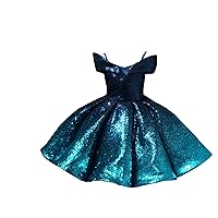 Mollybridal Glittery Sequins Ball Gown Off Shoulder Toddler Cupcake Little Girls Pageant Dresses Ombre Cold Shoulder 2024