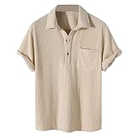 Short Sleeve Waffle Knit Golf Shirts for Men Big and Tall Fashion Daily Polos Shirts Regular Fit Summer Textured Shirt