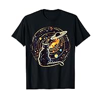 Cat Staring at Planet Saturn, Cat Dad, Cat Lover T-Shirt