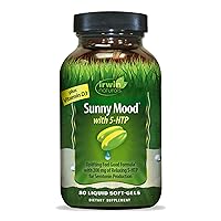 Irwin Naturals Sunny Mood with 5-HTP - 80 Liquid Soft-Gels - Supports Emotional Well-Being & Relaxation - 40 Servings