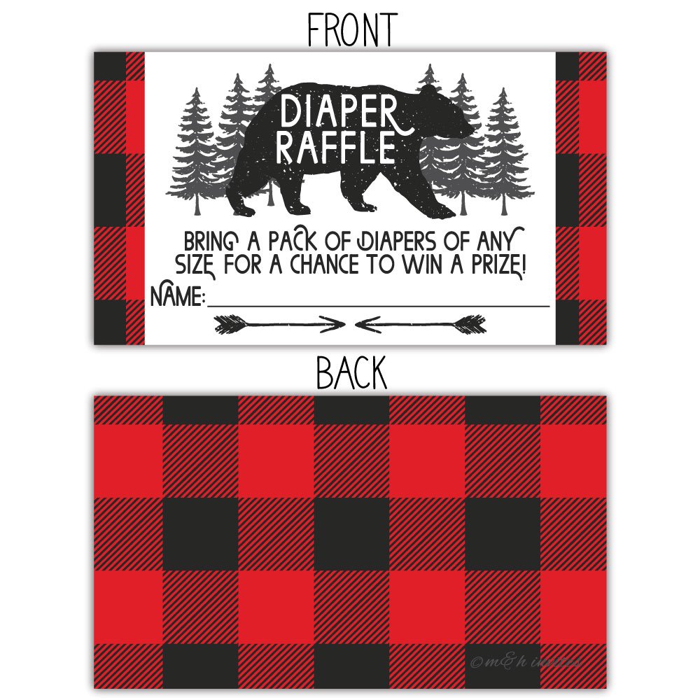 Lumberjack Diaper Raffle Tickets (50 Count) - Baby Shower Game