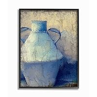 Stupell Industries Cracked Rustic Painting Blue Pottery Black Framed Wall Art, 16 x 20, Multi-Color