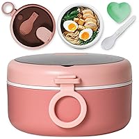 Ramen Bowl Set with Utensil • Microwave, Serve & Eat Noodles in the Same Soup Bowl • Grab-and-Go Leak Proof Lid • Easy to Clean • Freezer Safe • For Dorm, Office, Home