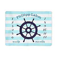 Nautical Milestone Blanket Month Growth Chart Nautical Baby Boy Blanket Custom Personalized Baby Boy Shower Gift Nautical Newborn Gift (30x40)