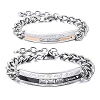 Personalized Bracelet Nameplate Date Engraved Bracelets for Women Men Girls Boys Couples Custom Anklet Adjustable Handmade Stainless Steel Lovers Jewelry