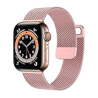 for Watch Band 44mm 40mm 38mm 42mm Accessories Magnetic Loop smartwatch Bracelet for i-Watch Serie 3 4 5 6 se 7 Strap (Color : Pink Gold, Size : 38mm-40mm-41mm)