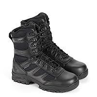 Deuce 8” Waterproof Side-Zip Black Tactical Boots for Men and Women with Full-Grain Leather, Soft Toe, and Slip-Resistant Outsole; BBP & EH Rated