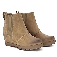 Athlefit Women's Wedge Boots Comfortable Ankle Wedge Booties