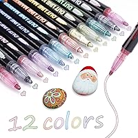 Double Outline Shimmer Marker - Teen Girl Gifts Trendy Stuff, 12 Colors Metallic Glitter Pens for Drawing, Scrapbook, School Supplies, Art And Crafts for Kids