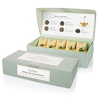 Green Tea Assortment, Petite Presentation Box Tea Sampler Gift Set with 10 Handcrafted Pyramid Tea Infusers