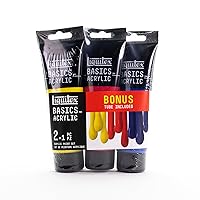 Liquitex, 3 x 118ml (4-oz.) Tube Set, Primary Colors Basics Acrylic Paint Set of 4, Yellow, Red, and Blue 3 Piece