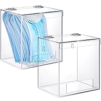 Kathfly 2 Pcs Acrylic Dispenser for Hairnet, Emesis Bags, Wall Mount Clear Acrylic Holder for Beard Nets, Safety Glasses (6.9 x 6.7 x 5 Inches)