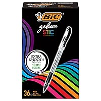 BIC Gel-ocity Smooth Stic Gel Pen, Fine Point (0.5mm), Black Ink, 36-Count, Vibrant and Smooth Gel Ink Pens