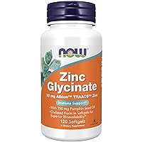 NOW Supplements, Zinc Glycinate with 250 mg Pumpkin Seed Oil, Supports Prostate Health*, 120 Softgels (Packaging May Vary)