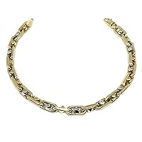 Jewelry Affairs 14k Yellow And White Gold Oval Link Mens Beads Bracelet, 8.25