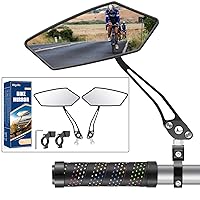 Bike Mirror 1 Pair, [Newest Version] HD Wide Angle Large Handlebar Rearview Mirror, Blast-Resistant 360°Adjustable Bicycle Rear View Mirror Accessories for Ebike Mountain Road Bike Scooter