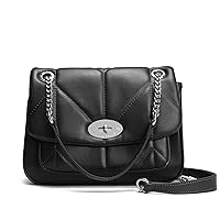 David Jones - Women's Crossbody Bag Quilted - Girl Shoulder Bag Chains PU Leather - Clutch Messenger Bag - Medium Size - Ladies Elegant Handbag Evening Party City