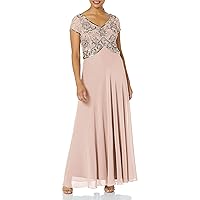 J Kara Women's Cap V-Neck Beaded Dress