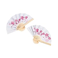 Fun Express - Mini Cherry Blossom Bamboo Fans for Wedding - Party Supplies - Favors - Fans - Wedding - 12 Pieces