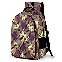 Brown Scottish Plaid Travel Laptop Backpack Lightweight 16.5 Inch Computer Bag Shoulder Bag for Men Women