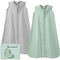 Looxii Baby Sleep Sack 12-18 Months 2 Pack 100% Cotton Baby Wearable Blanket 0.5TOG Toddler Sleeping Bag with 2-Way Zipper