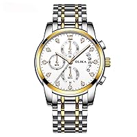 Men's Classic Stainless Steel Watch with Quartz Movement, Waterproof and Luminous Calendar Display