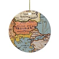 Map Bulgaria Christmas Ornaments Ceramic 2022 Funny World Travel Lover Gift Christmas Tree Decorations Ornament Hanging Vintage Xmas Gifts for Kids Girls Boys