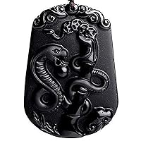 Natural obsidian bead Chinese zodiac Amulet zodiaca animals necklace with adjustable bead chain