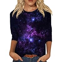 Business Casual Outfits for Women,Plus Size Tops for Women 3/4 Sleeve Tops for Women Round Neck Vintage Print Graphic Shirt