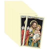 Needzo Saint Joseph, Spiritual Father Holy Prayer Cards, Religious Father's Day Ideas for Catholic Men, Pack of 100, 4.125 Inches