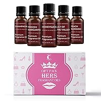 Mystic Moments | HERS Fragrance Oil Gift Starter Pack 5x10ml | Champagne, Frozen Margarita, Honeysuckle, Lily of the Valley, Peach Blossom | Perfect as a gift