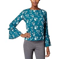 Womens Bell-Sleeve Pullover Blouse