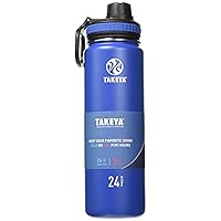 Takeya Originals 24 oz Vacuum Insulated Stainless Steel Water Bottle with Straw Lid, Navy