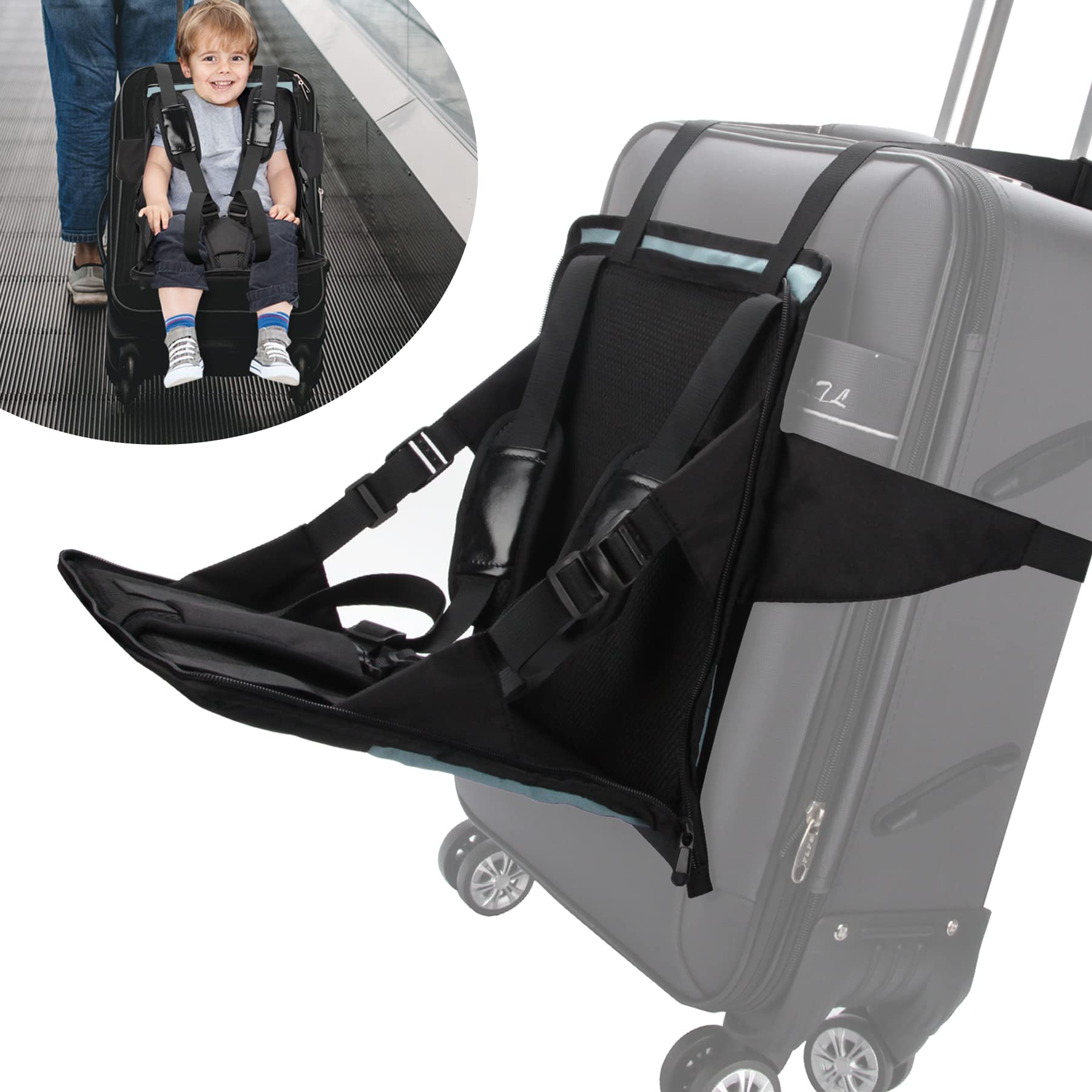 Travel Seat,Ride-on Suitcase for Kids,Foldable Travel Child Seat,Child Carrier for Carry-on Luggage-Family Airport Travel Made Easy