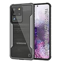 PunkCase Galaxy S20 Ultra Case [Armor Stealth Series] Protective Military Grade Multilayer Cover W/Aluminum Frame [Clear Back] Ultimate Drop Protection for Your S20 Ultra (6.9