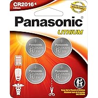 Panasonic CR2016 3.0 Volt Long Lasting Lithium Coin Cell Batteries in Child Resistant, Standards Based Packaging, 4-Battery Pack