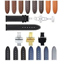 18-19-20-22-24mm Leather Band Smooth Strap Deployment Clasp Compatible with Certina