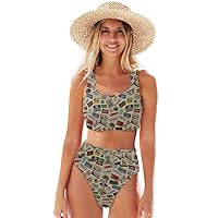 ALAZA Women Two Piece Bikini Set Old Time Car Number License Plates Swimsuits