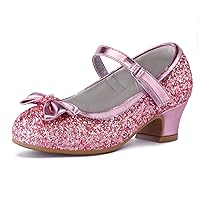 K KomForme Girl's Dress Shoes Mary Jane Glitter 1.5in Low Heel Wedding Party Princess Shoes for Toddler/Little/Big Kids