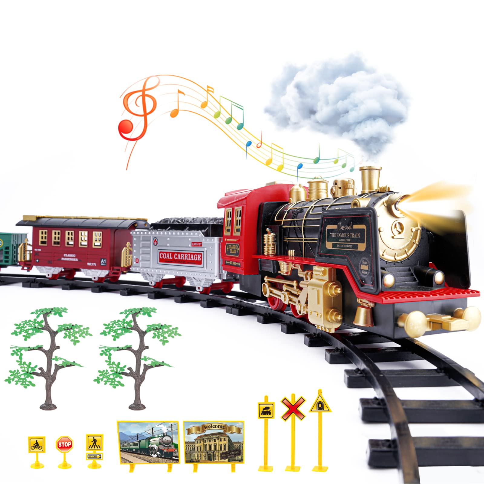 Mua Lzzapj Train Set With Steam Locomotive, Toddler Electric Train Toy With  Rechargeable Battery, Railway Kit, Light & Sound, Train Tracks Birthday For Kids  Boys Girls 3 4 5 6 7 8