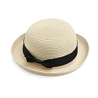 Summer Straw Hats,Sun Hat,Bowler Hat,Beach Cap for Women(Head Circumference 57cm) Beige