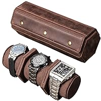 Genuine Leather 3 Slots Hexagon Watch Box Business Travel Case for Men Women Portable Travel Jewelry Leather Pouch