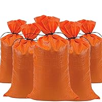 DURASACK Heavy Duty Sand Bags with Tie Strings Empty Woven Polypropylene Sand-Bags for Flood Control with 1600 Hours of UV Protection, 50 lbs Capacity, 14x26 inches, Orange, Pack of 10