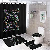 DNA Social Sequence Analysis Bathroom Sets 4 Pcs Bathroom Shower Curtain Set with Rugs Toilet Lid Cover Bath Decor