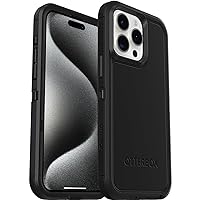 OtterBox iPhone 15 Pro MAX (Only) Defender Series XT Case - BLACK, screenless, rugged, snaps to MagSafe, lanyard attachment (ships in polybag, ideal for business customers)