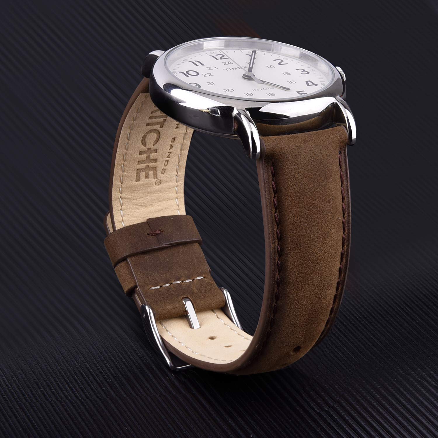 Ritche Quick Release Leather Watch Band 18mm 20mm 21mm 22mm 23mm 24mm for Samsung Galaxy Watch 6 Band Classic 43mm 47mm 40mm 44mm Leather Watch Strap