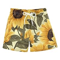 ALAZA Leopard Sunflowers Boys' Board Shorts