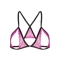 ACSUSS Women Lace Bra Open Nipple See Through Bralette Bare Exposed Lingerie Crop Top Underwear
